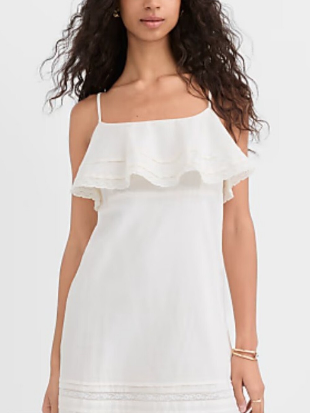 LOFT Cream Off-Shoulder Ruffle Mini Dress